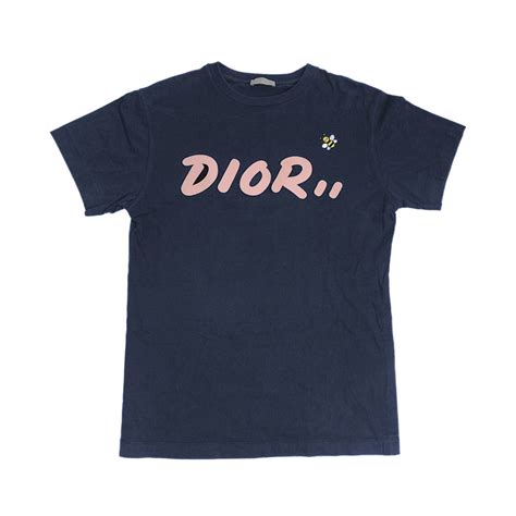 kaws x dior logo t-shirt navy|kaws dior streetwear.